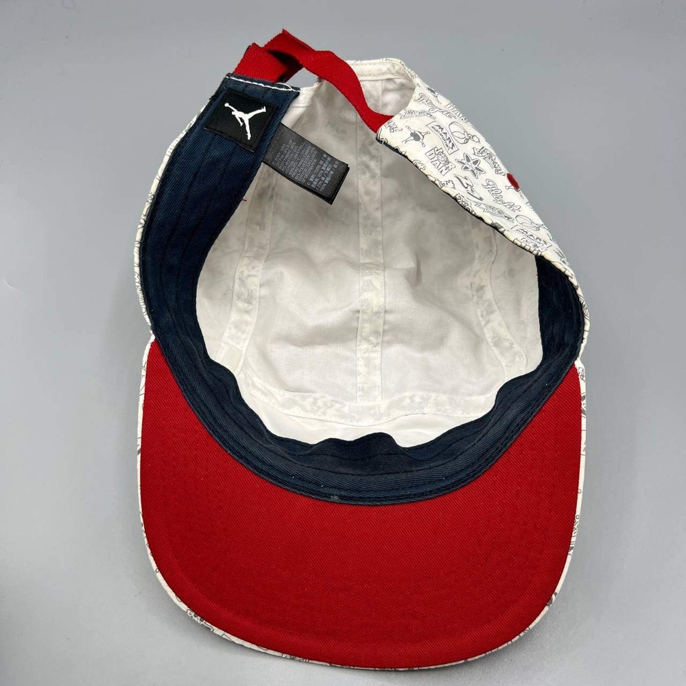 Air Jordan 5 Panel Hat Men White All Over Print Logo Jumpman Strap Back Cap - Picture 2 of 8